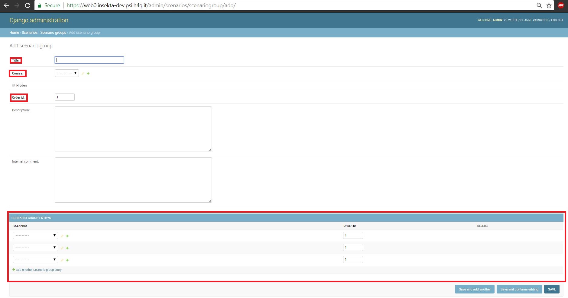 Fill mandatory fields